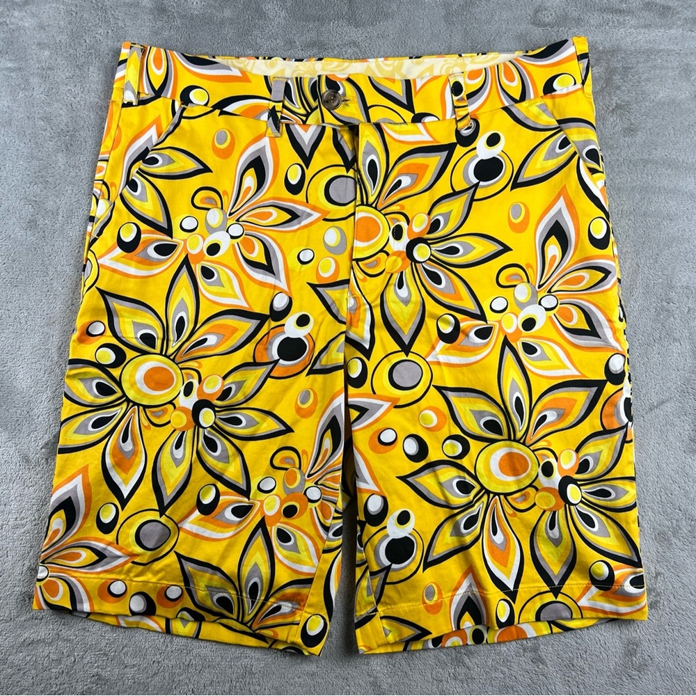 Loudmouth Shorts Men’s 34 Yellow Floral Shagadelic Golf Colorful 11" Inseam